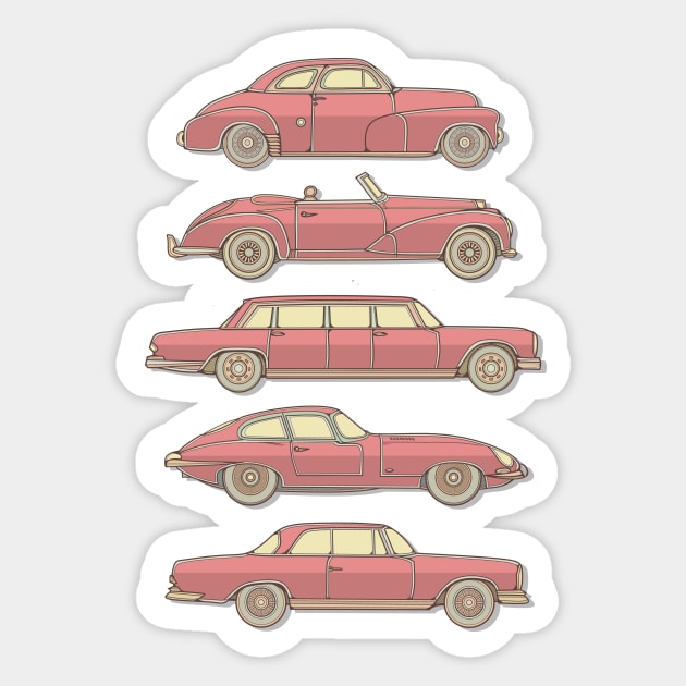 Red Classic Cars Sticker by milhad